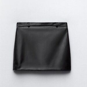 Zara Black Leather Mini Skirt